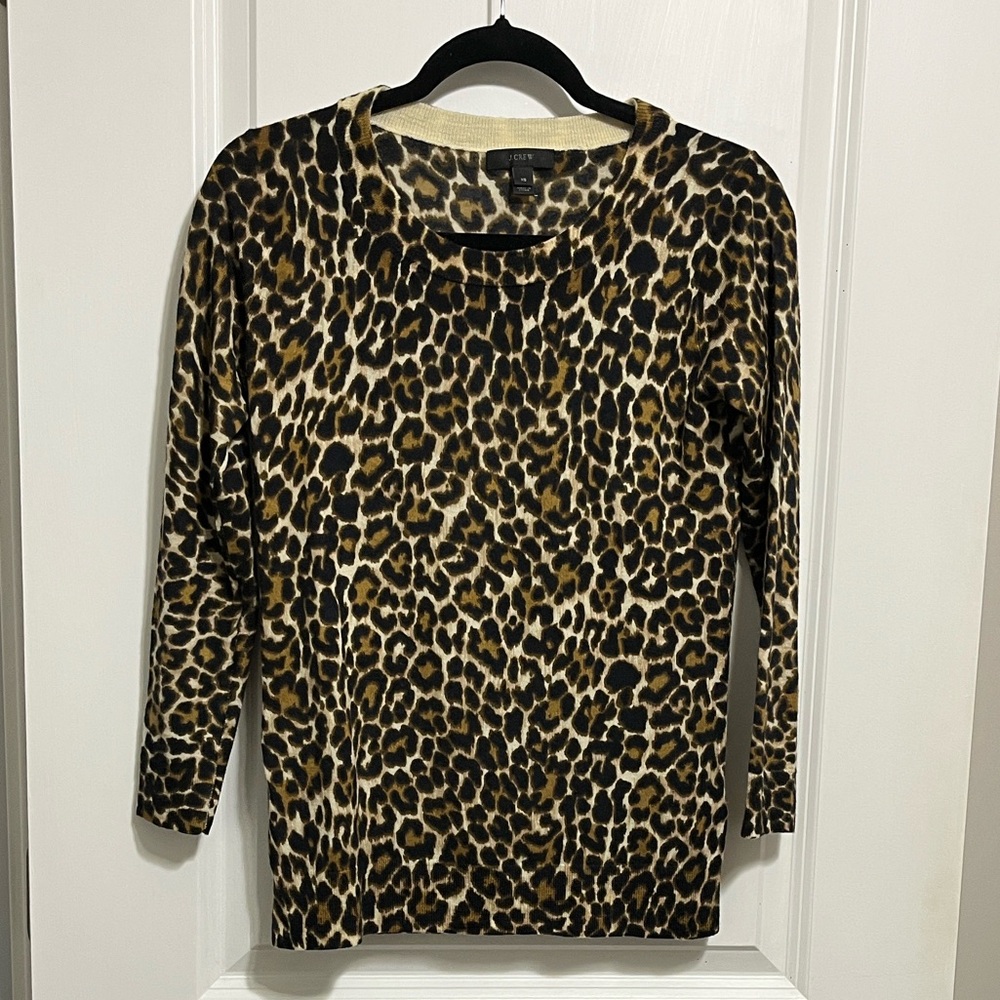 J. Crew Tippi Leopard Merino Wool Sweater XS - Picture 2 of 7